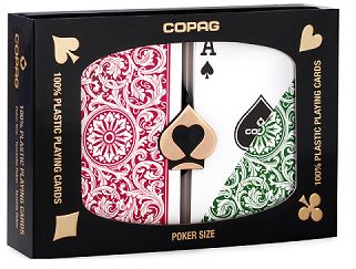 Copag 1546 Elite Plastic Playing Cards: Wide, Regular Index, Burgundy/Green main image